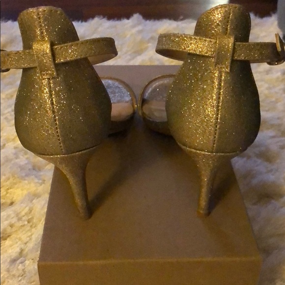 Sparkly Gold Open Toe Heels - Picture 3 of 4